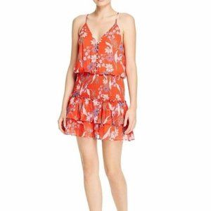 Anthropologie Dolan Portia Dress XS Orange Floral Smocked Mini Women's